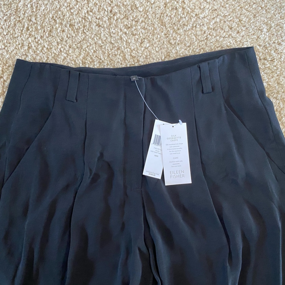 NWT Eileen Fisher Silk Georgette Crepe Pleated Pant - Picture 5 of 9